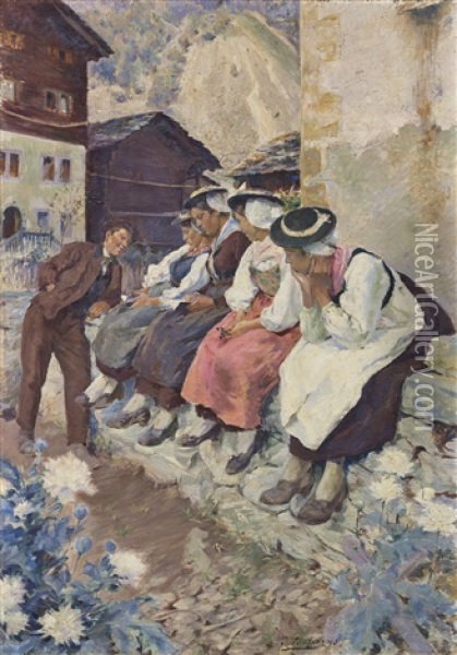Valaisannes Oil Painting - Otto Vautier