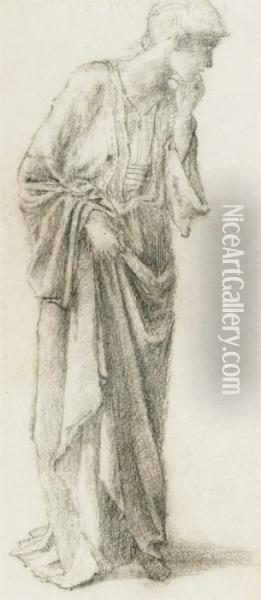 Study For Danae In 'danae And The Brazen Tower' Oil Painting - Sir Edward Coley Burne-Jones
