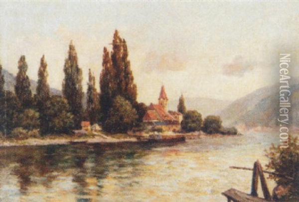 Wachauer Donaulandschaft Mit Hock-arnsdorf Oil Painting - Alfred Keller