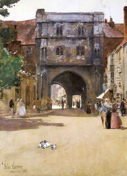 Gateway at Canterbury Oil Painting - Frederick Childe Hassam