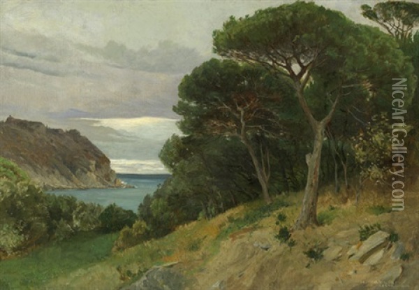 Landschaft Bei Sestri Levante In Ligurien Oil Painting - Hermann Prell