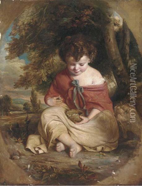A Child With A Bird's Nest Oil Painting - James Northcote