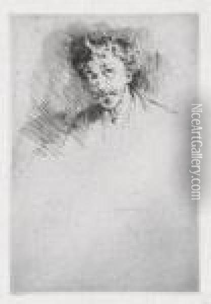 Whistler With The White Lock Oil Painting - James Abbott McNeill Whistler