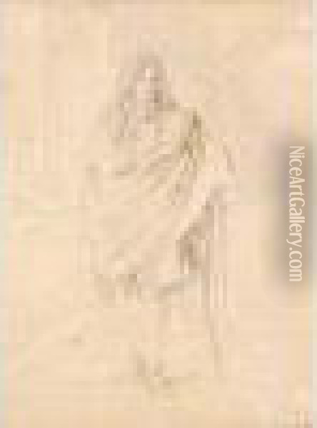Portrait De Jean Racine, Debout De Face, Dans La Galerie Des Glaces
 Du Chateau De Versailles Oil Painting - Jean Auguste Dominique Ingres