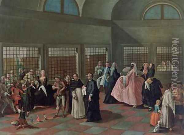 The Visiting Parlour in the Convent Oil Painting - Pietro Longhi