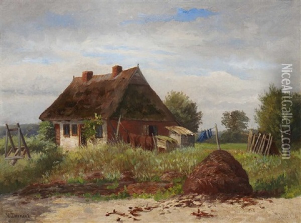 Bauernhaus In Sommerlicher Wiesenlandschaft Oil Painting - Hugo Darnaut