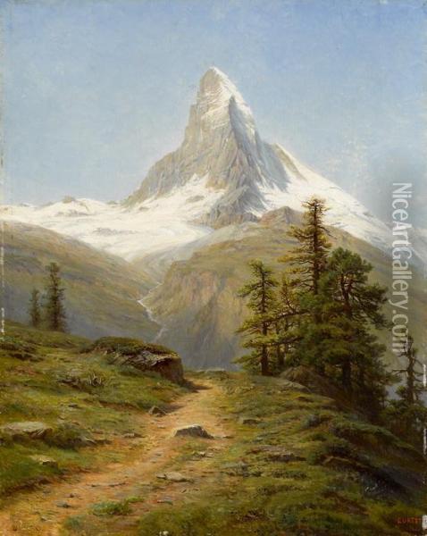 Le Mont Cervin A Zermatt, Suisse Oil Painting - Leberecht Lortet