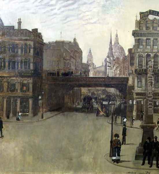 Ludgate Hill, 1884 Oil Painting - Heinrich Wilhelm Truebner