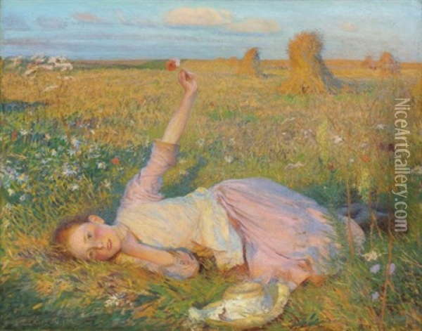 Evening Song Oil Painting - Sir George Clausen