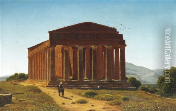 Temple Of Concordia, Agrigent Sicily Oil Painting - Peter Kornbeck