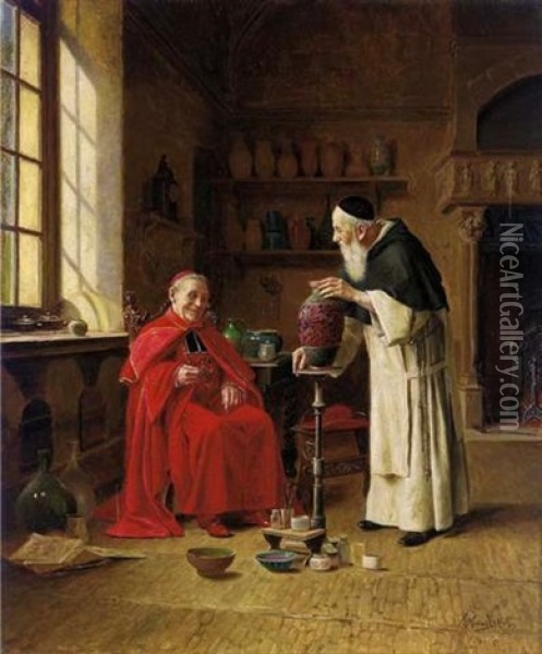 A Visit To The Potter Oil Painting - Victor Marais-Milton