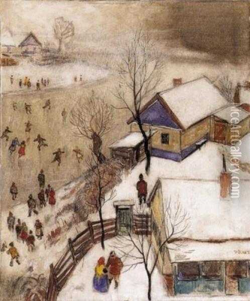 The Joys Of Winter Oil Painting - Tibor Polya