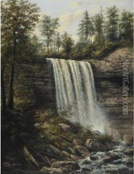 Webster Falls, Dundas, Ontario Oil Painting - Henry Nesbitt Mcevoy