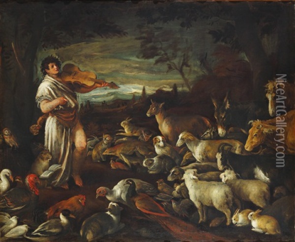Orpheus Spielt Vor Den Tieren Oil Painting - Jacopo dal Ponte Bassano