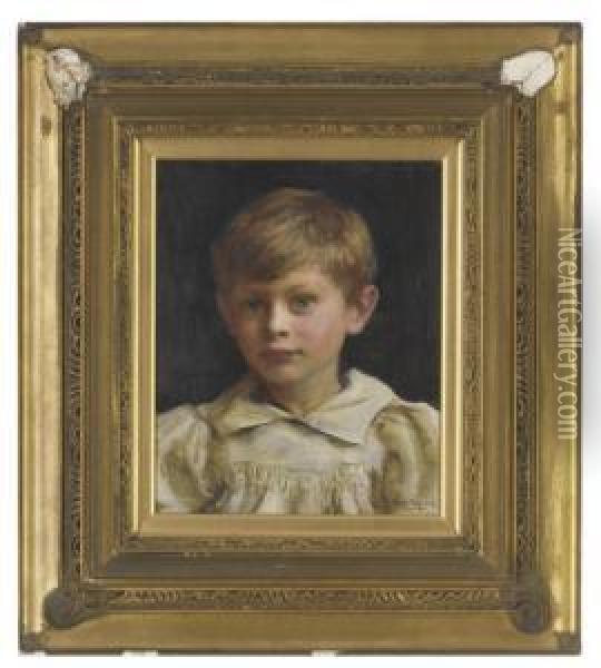 Portrait Of Roderick Peter George Denman (b.1894) As A Boy Oil Painting - Ralph Peacock