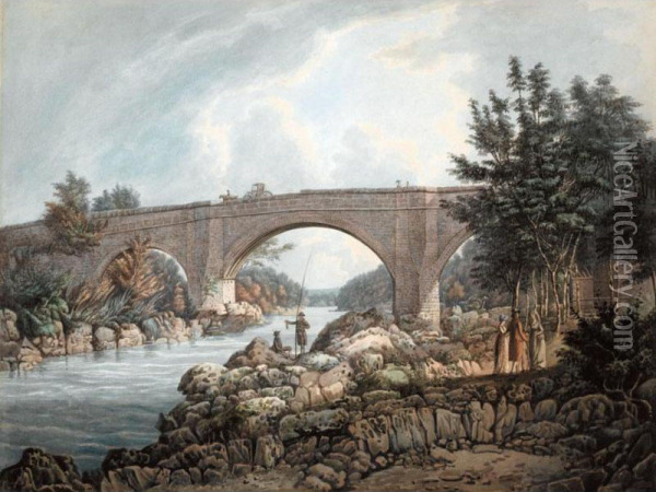 Devil's Bridge At Kirkby Lonsdale, Westmorland Oil Painting - William Green Of Ambleside