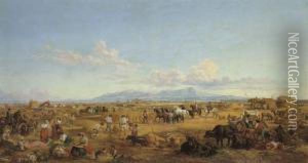 Haymaking In The Roman Campagna Oil Painting - Arthur John Strutt