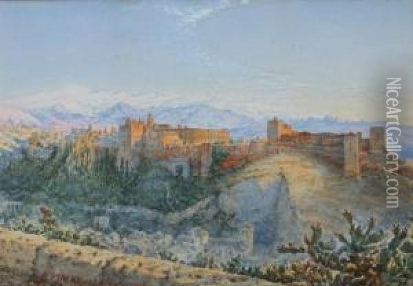 View Of The Alhambra, Granada, Spain Oil Painting - Henry Stanier