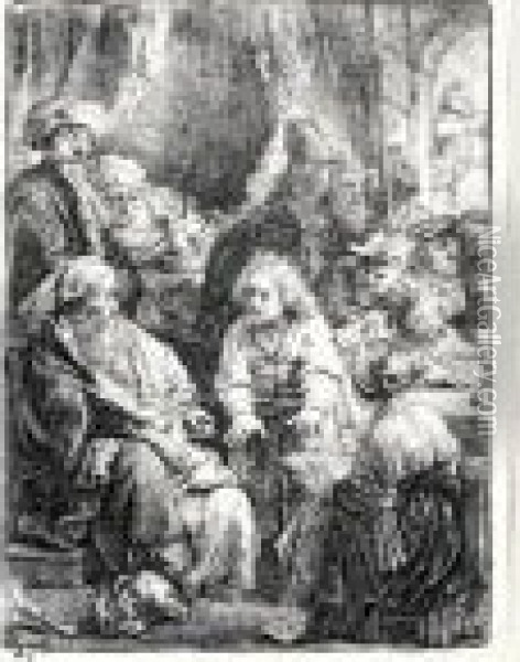 Joseph Telling His Dreams (b., Holl.37; H.160; Bb.38-e) Oil Painting - Rembrandt Van Rijn