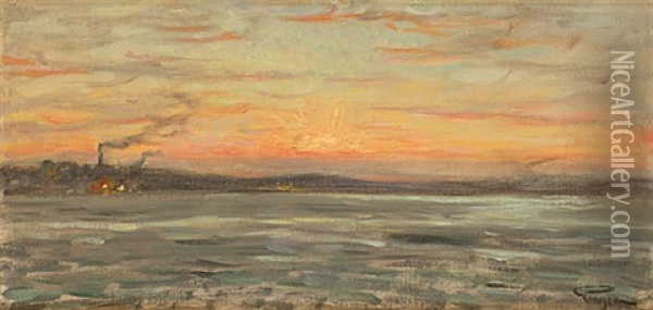 Inloppet, Afton Oil Painting - Prince (Napoleon Nicolaus) Eugen