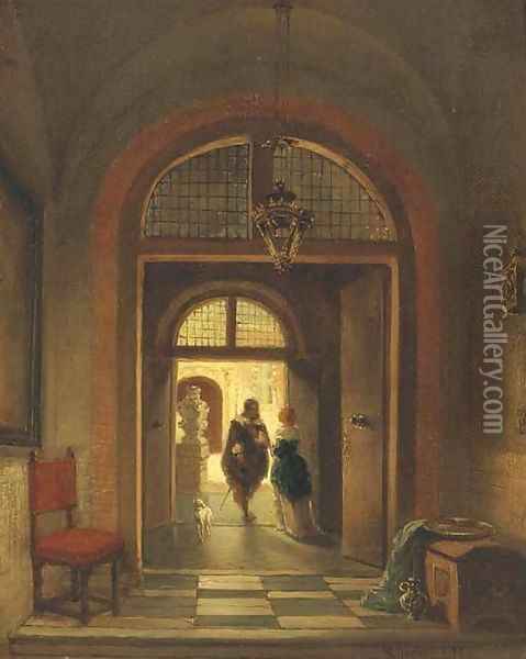 The elegant visitor Oil Painting - Johannes Anthonie Balthasar Stroebel