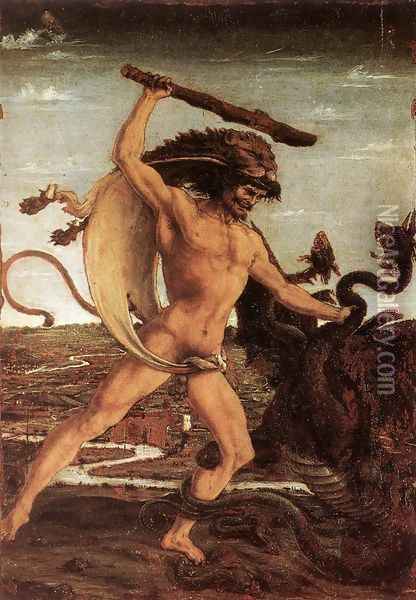 Hercules and the Hydra c. 1475 Oil Painting - Antonio Pollaiolo