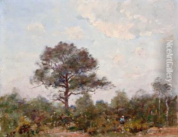 Heidelandschaft Mit Baum Und Figurlicher Staffage Oil Painting - Louis-Aime Japy