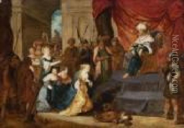 Salomo Und Die Konigin Von
 Saba Oil Painting - Hans III Jordaens