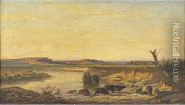 Paysage Aux Buffles Oil Painting - Prosper Georges Ant. Marilhat