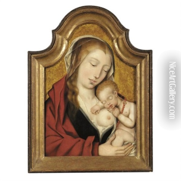 Virgin With The Sleeping Christ Child Oil Painting - Quentin Massys the Elder