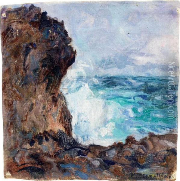 Marina A Capri Oil Painting - Plinio Nomellini