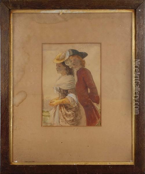 Courting Couples Oil Painting - Agnes Rose Bouvier