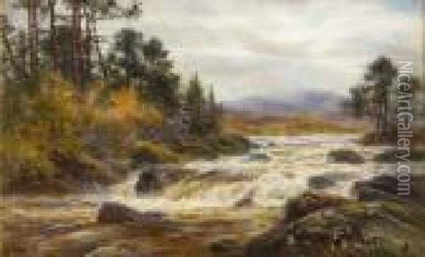 A River In Spate Oil Painting - Louis Bosworth Hurt