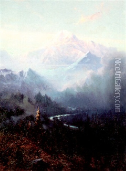 Mt. Mckinley From Headwaters Of Tokacheetna River Oil Painting - Sydney Mortimer Laurence