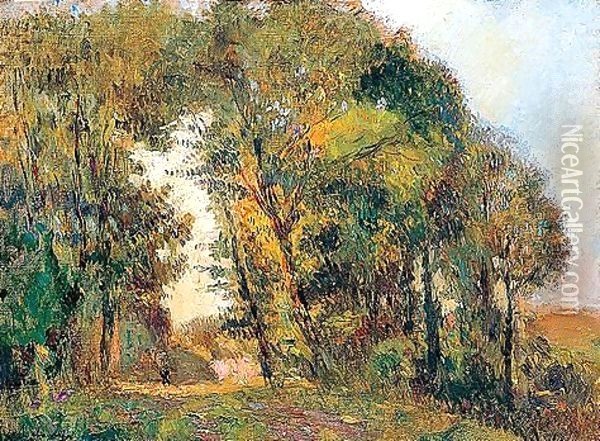 Trees in a landscape Oil Painting - Albert Lebourg
