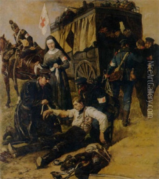 Nach Der Schlacht Oil Painting - Louis (Ludwig) Braun