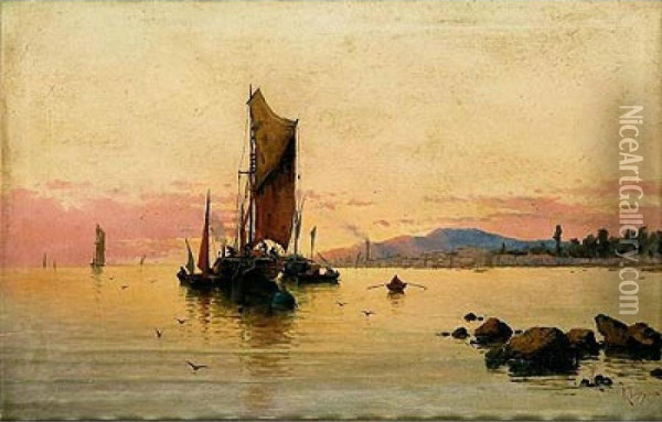 Vista Del Puerto De Malaga Oil Painting - Antonio De La Torre