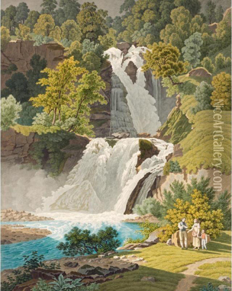 Unterer Reichenbachfall 
Lower Reichenbach Waterfall Oil Painting - Rudolf Follenweider