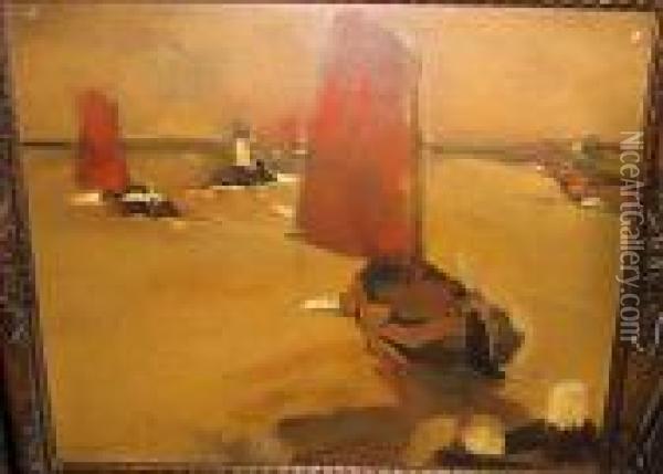 Bateaux Sur L'escaut Oil Painting - Oscar Verpoorten