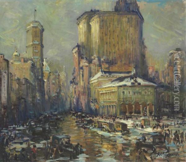 Herald Square, New York Oil Painting - Arthur C. Goodwin