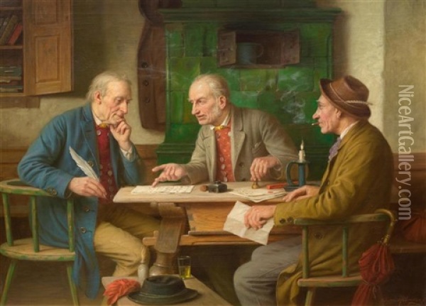The Deed Of Sale Oil Painting - Josef Wagner-Hohenberg