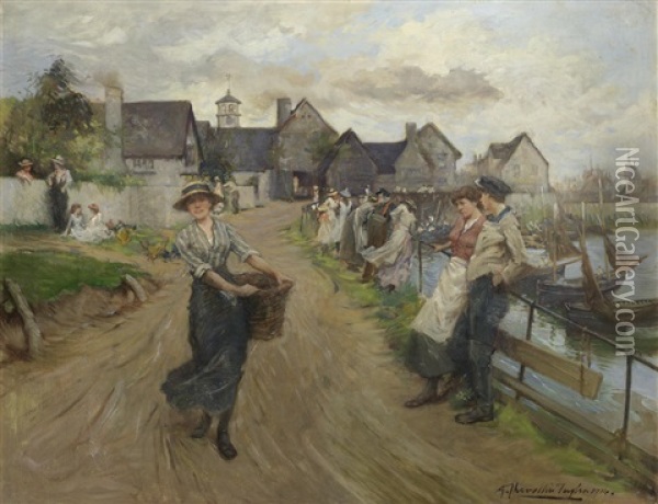 On The Promenade Oil Painting - Albert Chevallier Tayler
