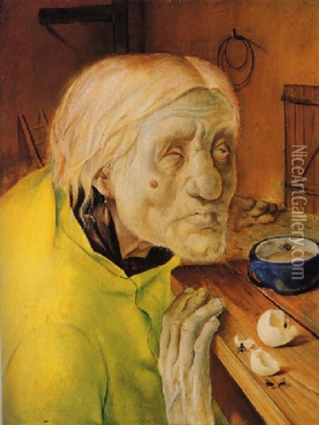 Frau Biene Aus Worpswede, 87 Jahre Alt Oil Painting - Fritz Burmann