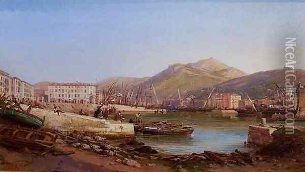 The Port of Nice Oil Painting - Ercole Trachel