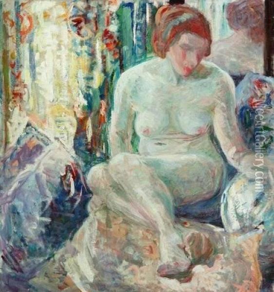 Seated Nude Reflected In A Mirror Oil Painting - Sarah Sewell Munroe