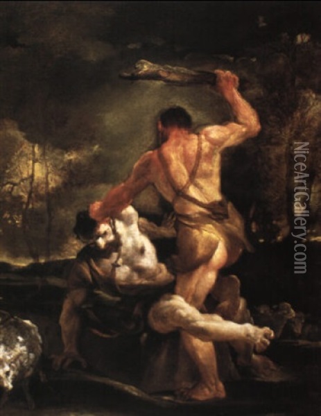 Cain Slaying Abel Oil Painting - Giuseppe Maria Crespi