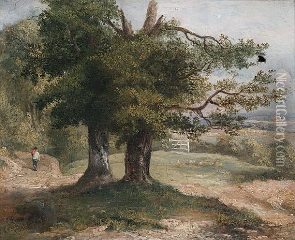 Figure On A Woodland Path Oil Painting - James Arthur O'Connor