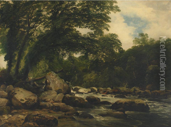 Scene On The Ogwen River, N. Wales Oil Painting - Frederick Richard Lee