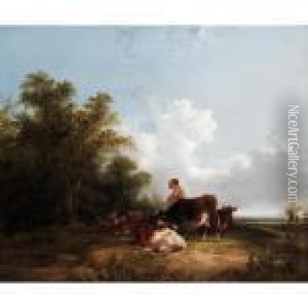 Near Shirley, Southampton Oil Painting - Snr William Shayer