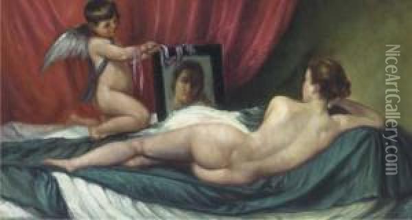 The Rokeby Venus Oil Painting - Diego Rodriguez de Silva y Velazquez